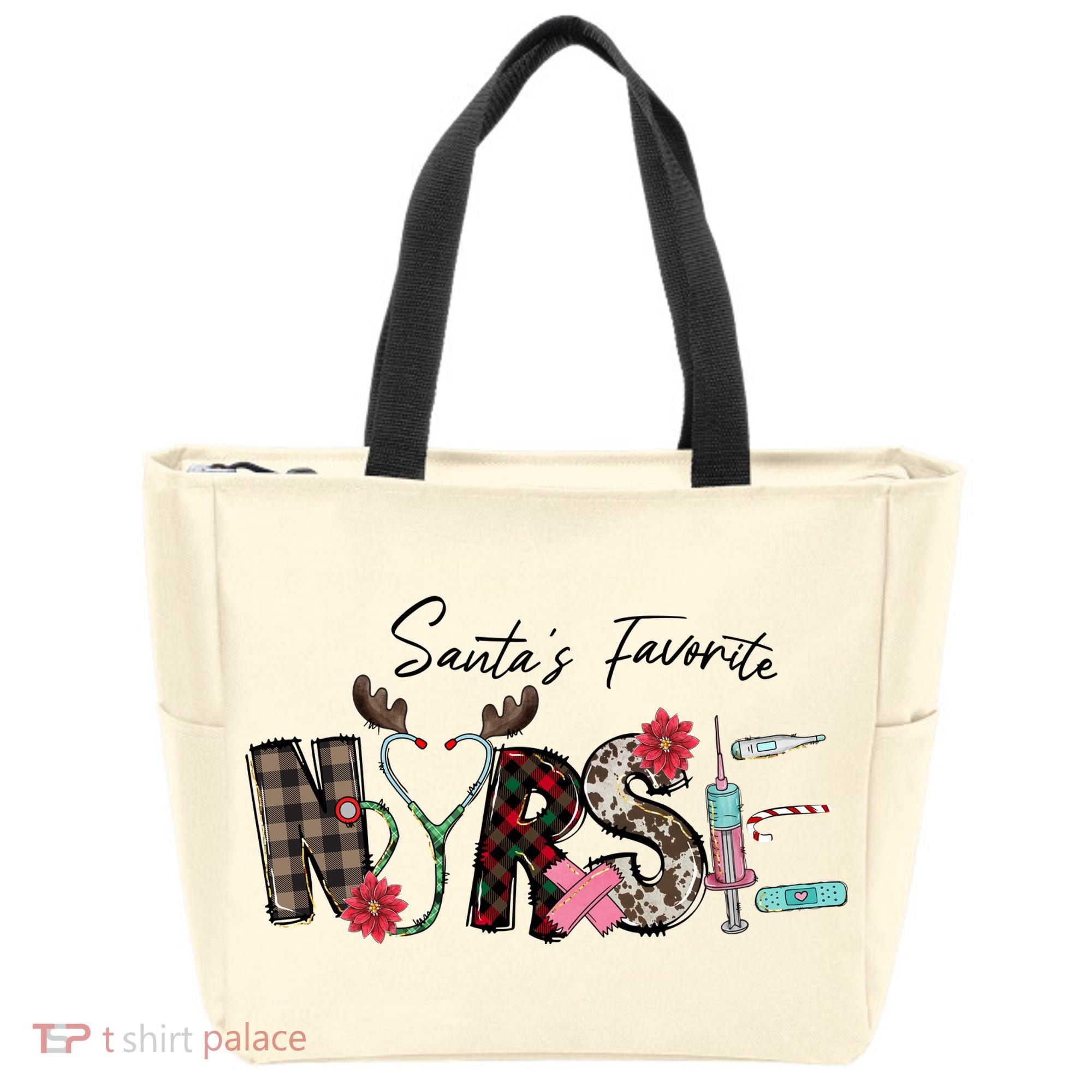 Santa's Favorite Nurse Funny Christmas Tote Bag