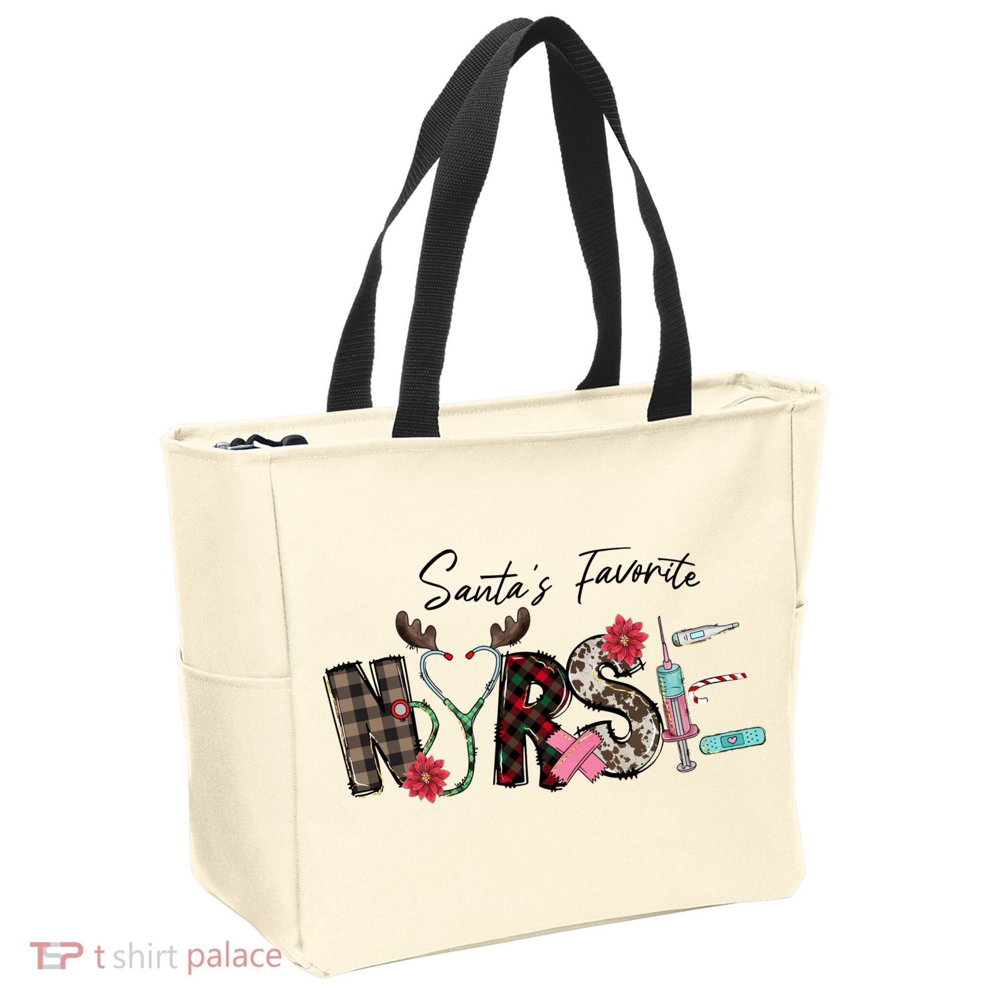 Santa's Favorite Nurse Funny Christmas Tote Bag