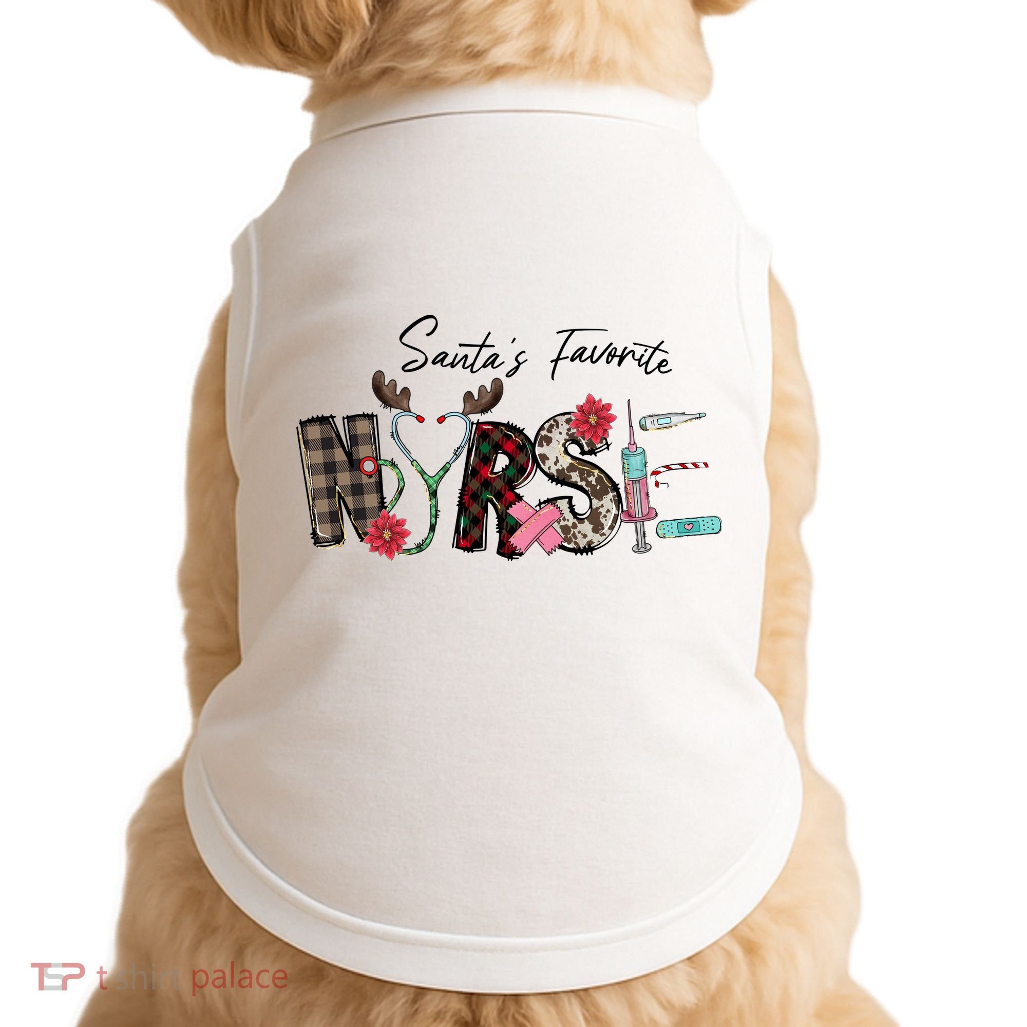 Santa's Favorite Nurse Funny Christmas Doggie Tank