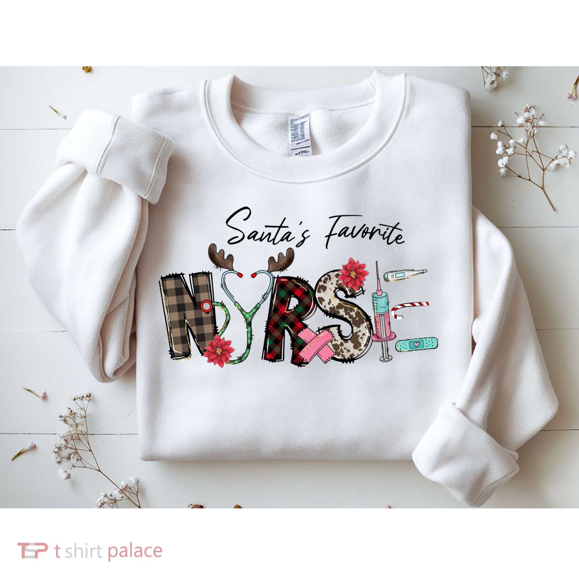 Santa's Favorite Nurse Funny Christmas Sweatshirt
