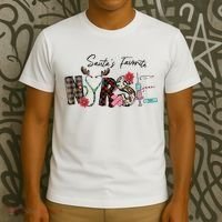 Santa's Favorite Nurse Funny Christmas T-Shirt thumb 3