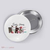 Santa's Favorite Nurse Funny Christmas Button thumb 0