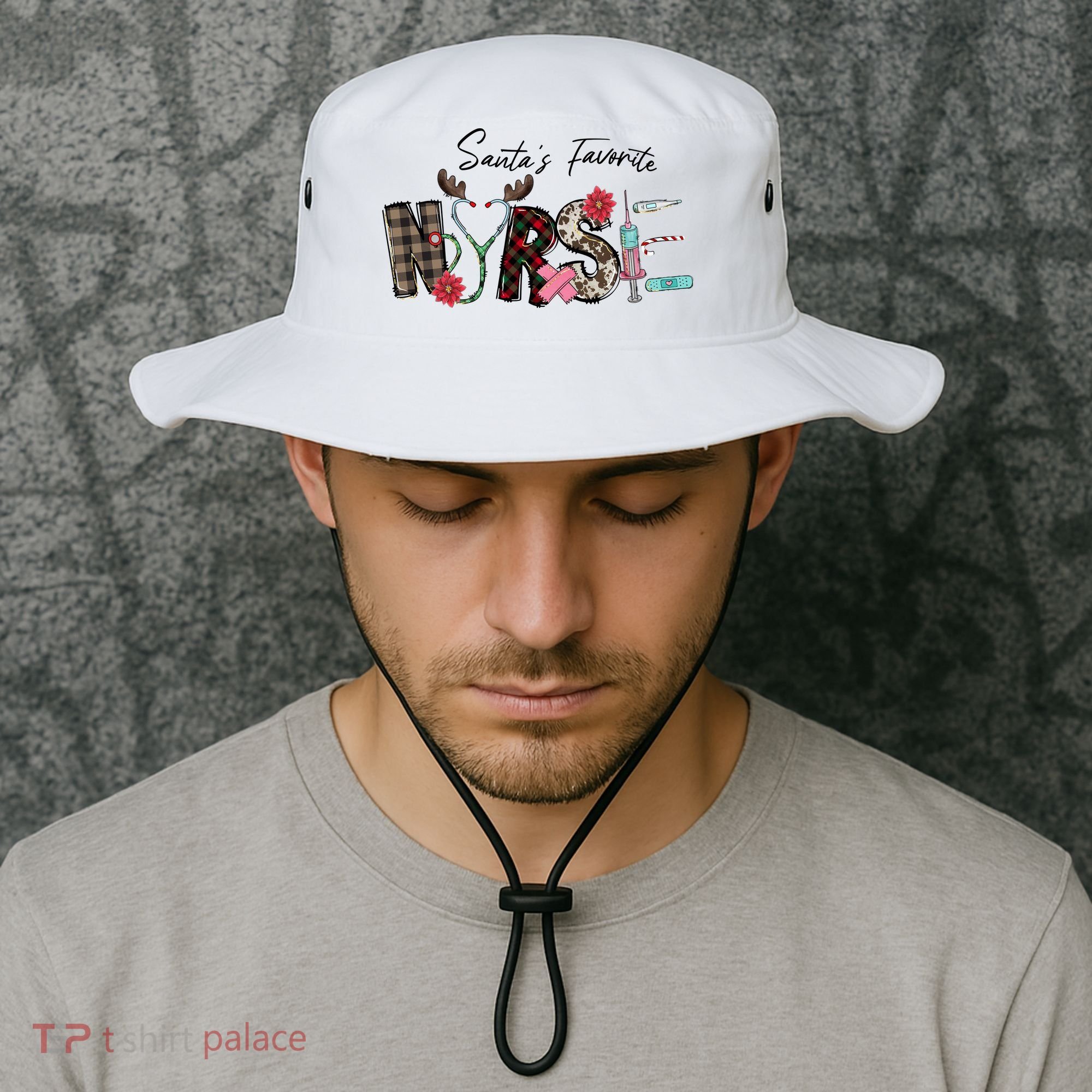 Santa's Favorite Nurse Funny Christmas Bucket Hat