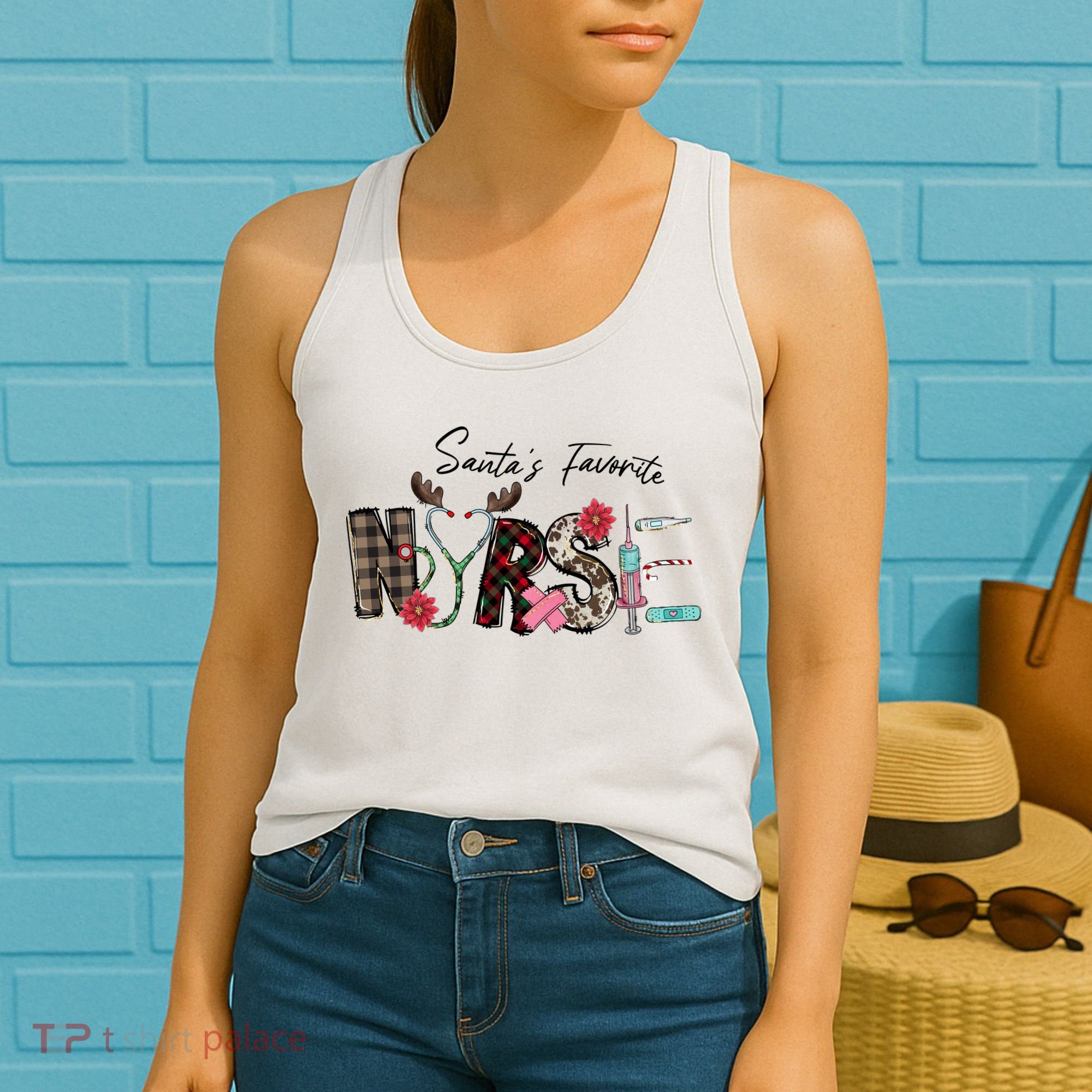 Santa's Favorite Nurse Funny Christmas Women's Tank Top
