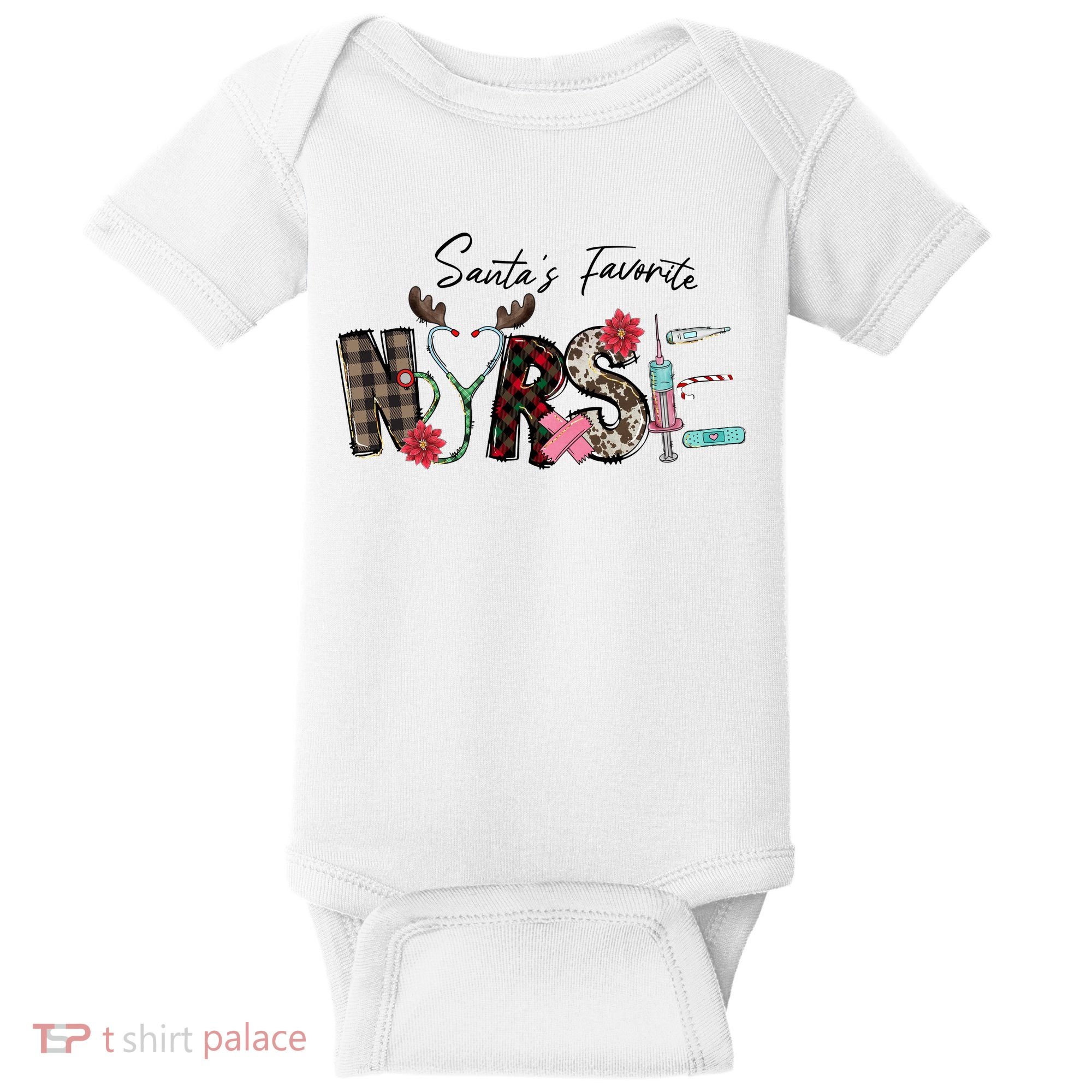 Santa's Favorite Nurse Funny Christmas Baby Bodysuit
