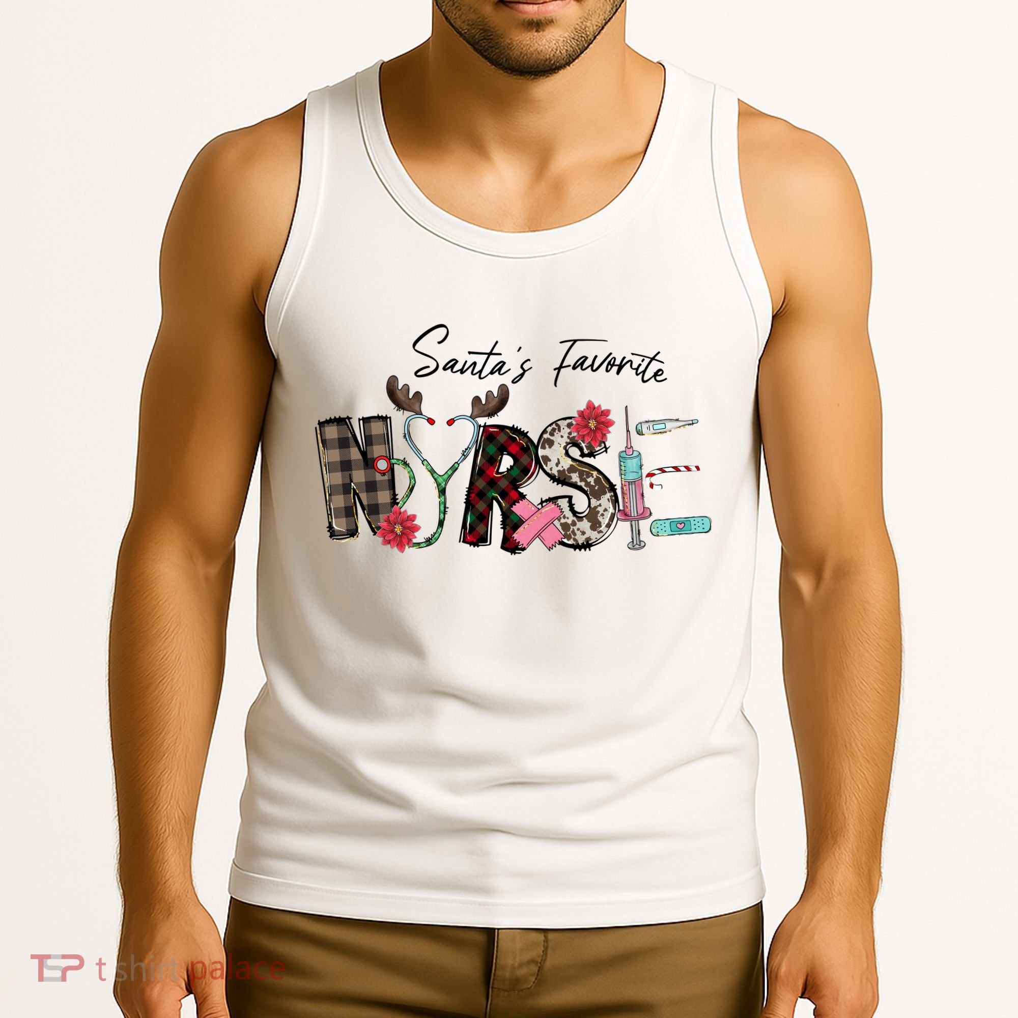 Santa's Favorite Nurse Funny Christmas Tank Top