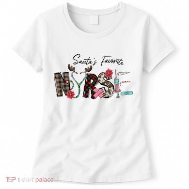Santa's Favorite Nurse Funny Christmas Women's T-Shirt