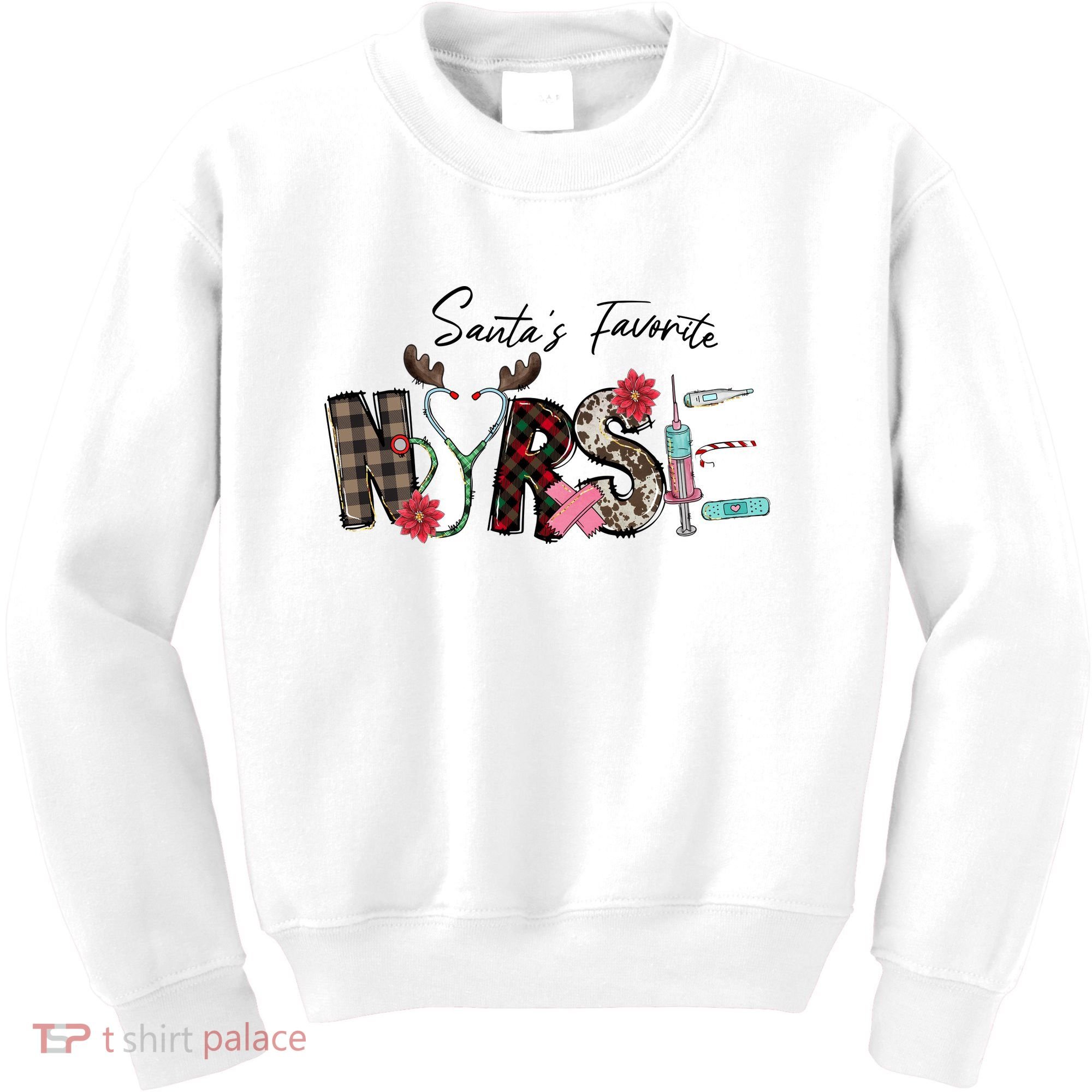 Santa's Favorite Nurse Funny Christmas Kids Sweatshirt