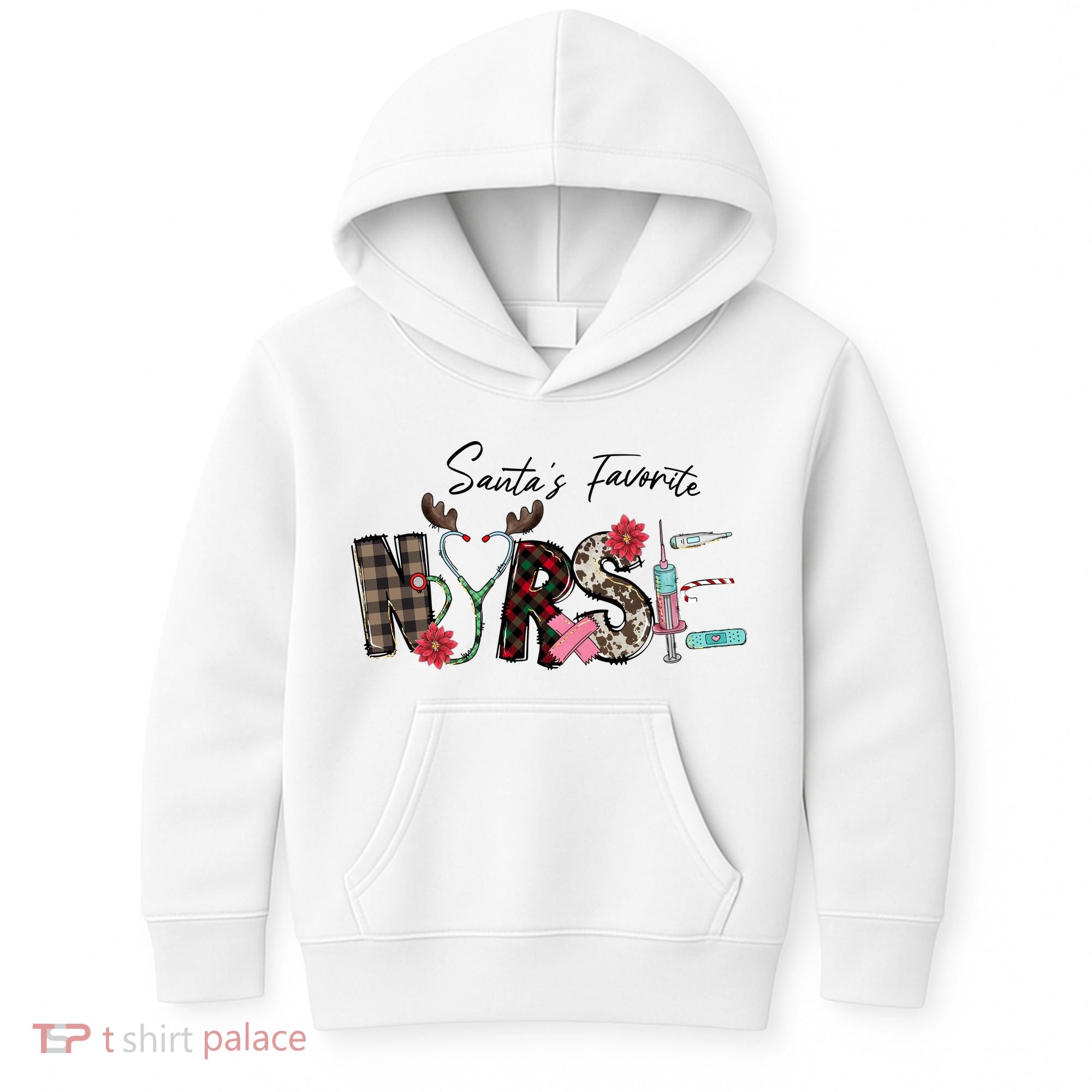 Santa's Favorite Nurse Funny Christmas Kids Hoodie