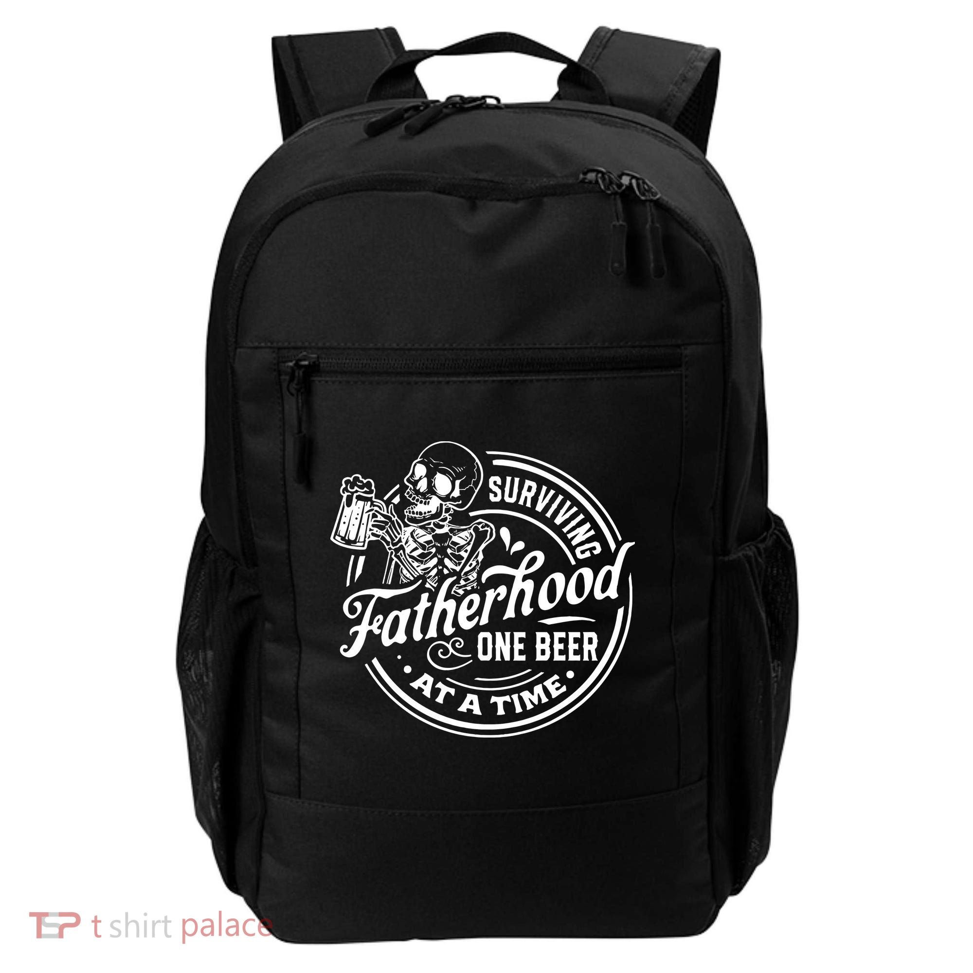 Surviving Fatherhood One Beer At A Time Fathers Day Funny Dad Be Backpack