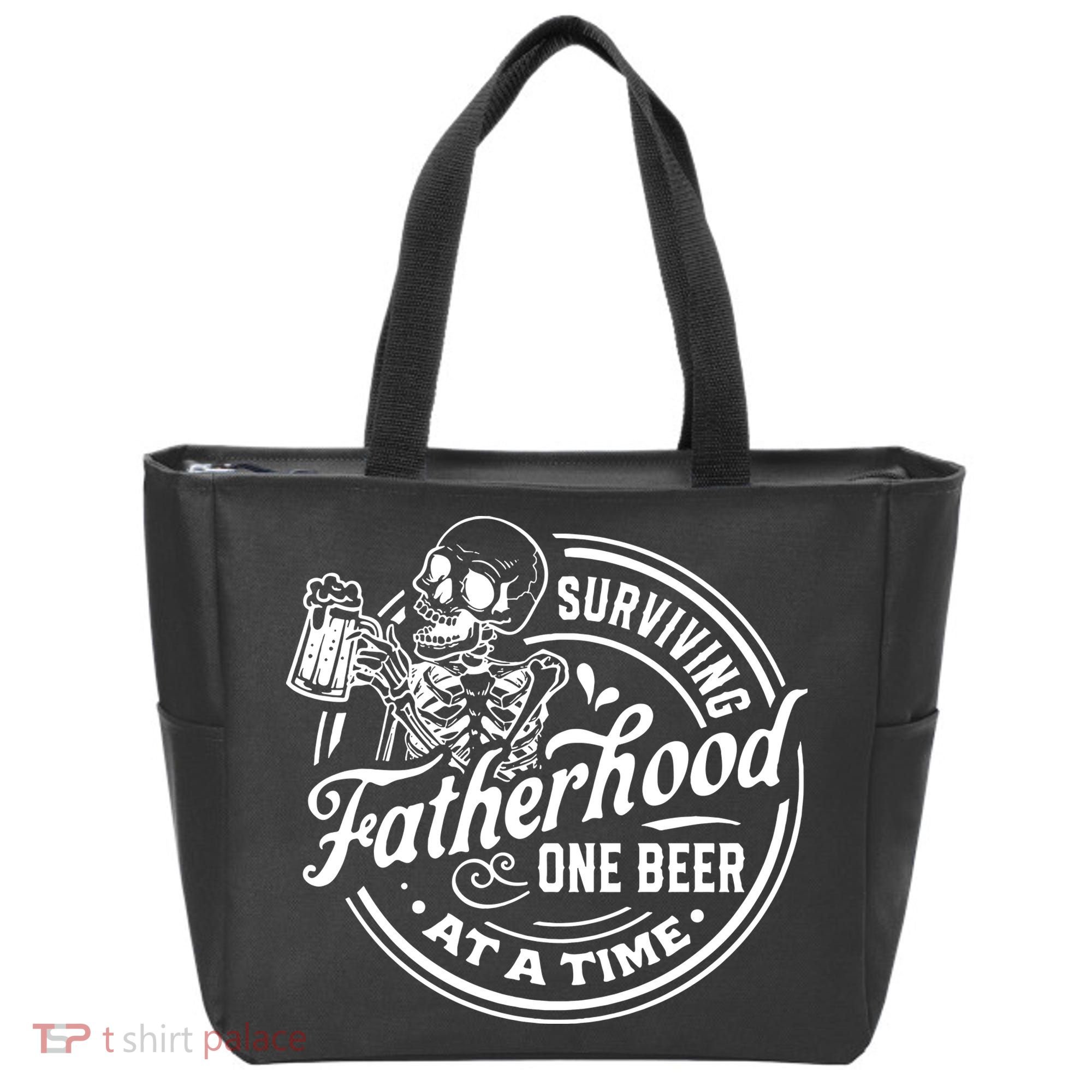 Surviving Fatherhood One Beer At A Time Fathers Day Funny Dad Be Tote Bag