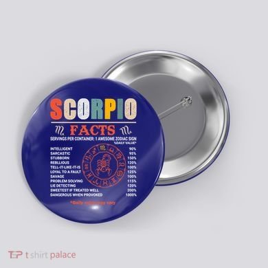 Scorpio Facts October November Birthday Zodiac Sign Gift Button