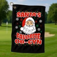 SantaS Favorite Obgyn Christmas Pregnancy Doctor Pajama Swea Golf Towel thumb 1