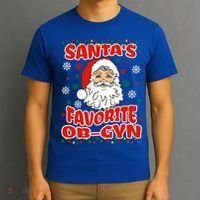 SantaS Favorite Obgyn Christmas Pregnancy Doctor Pajama Swea T-Shirt thumb 3