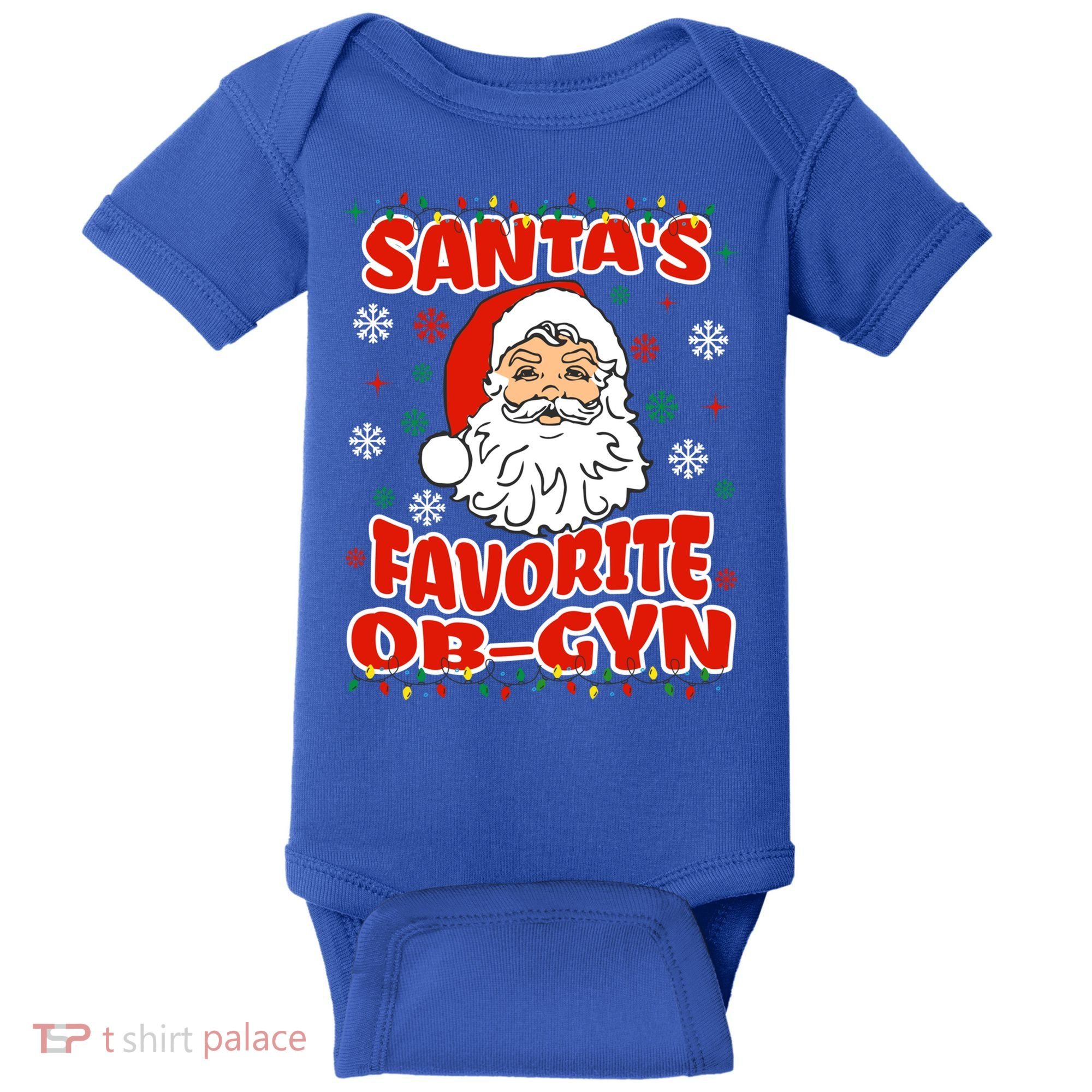 SantaS Favorite Obgyn Christmas Pregnancy Doctor Pajama Swea Baby Bodysuit