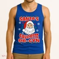 SantaS Favorite Obgyn Christmas Pregnancy Doctor Pajama Swea Tank Top thumb 3