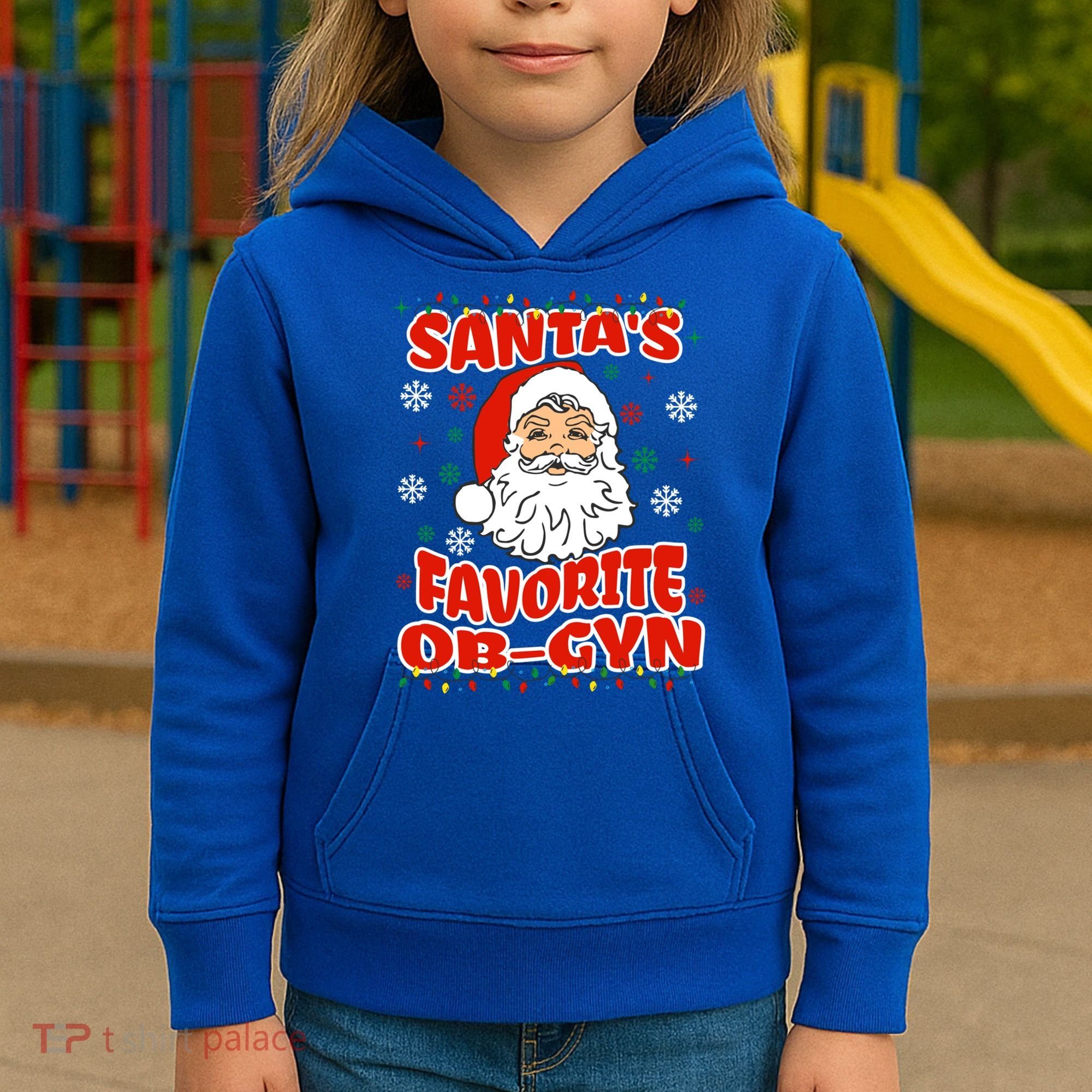 SantaS Favorite Obgyn Christmas Pregnancy Doctor Pajama Swea Kids Hoodie