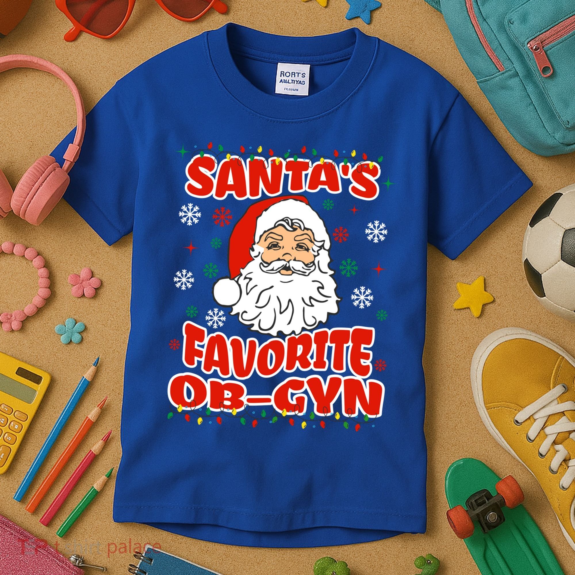 SantaS Favorite Obgyn Christmas Pregnancy Doctor Pajama Swea Kids T-Shirt
