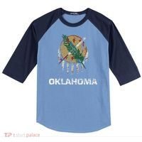 State Flag Of Oklahoma Tulsa Norman Oklahoma City Raglan Baseball Sleeve Shirt thumb 0