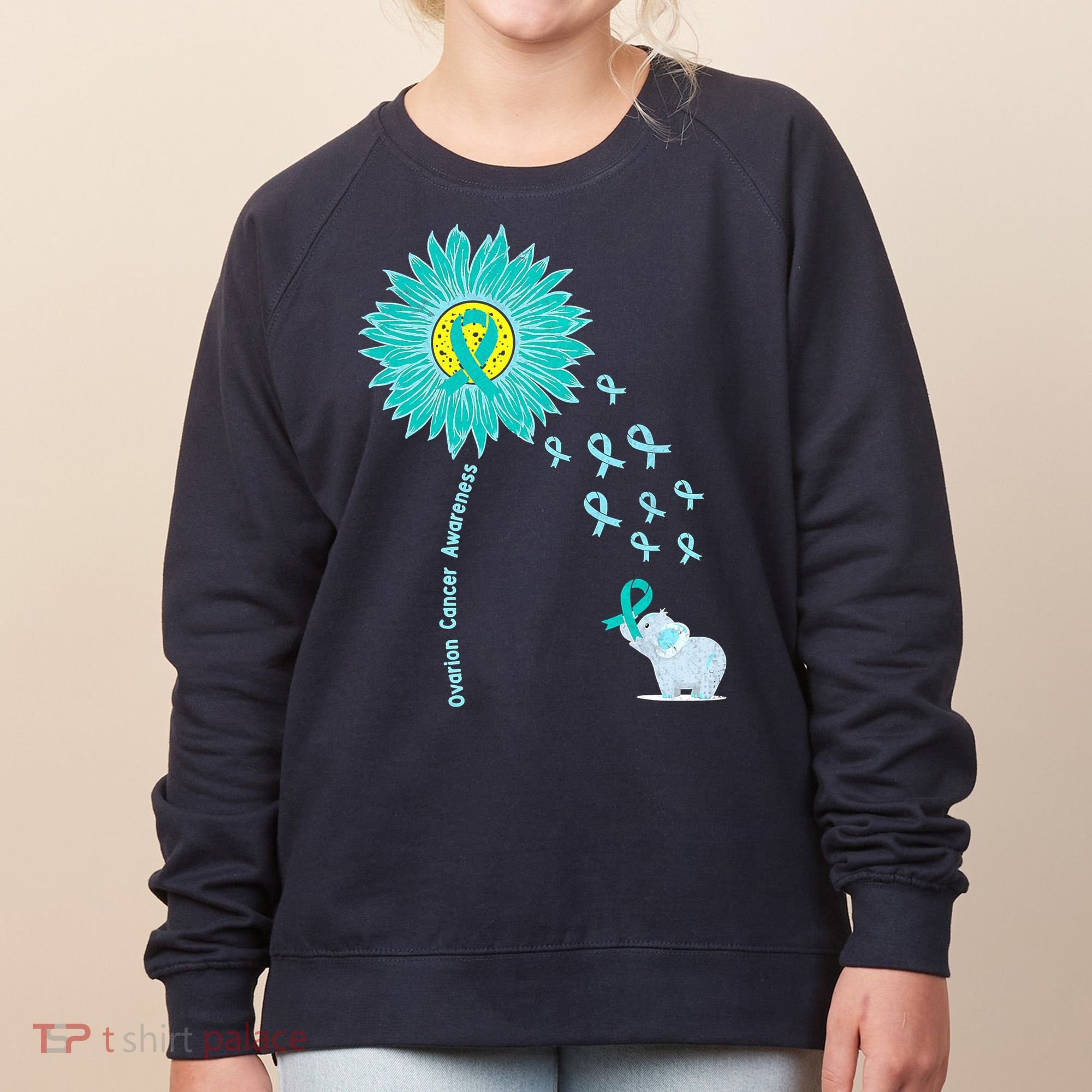 Support For Ovarian Cancer Awareness Teal Ribbon Product Women's Sweatshirt