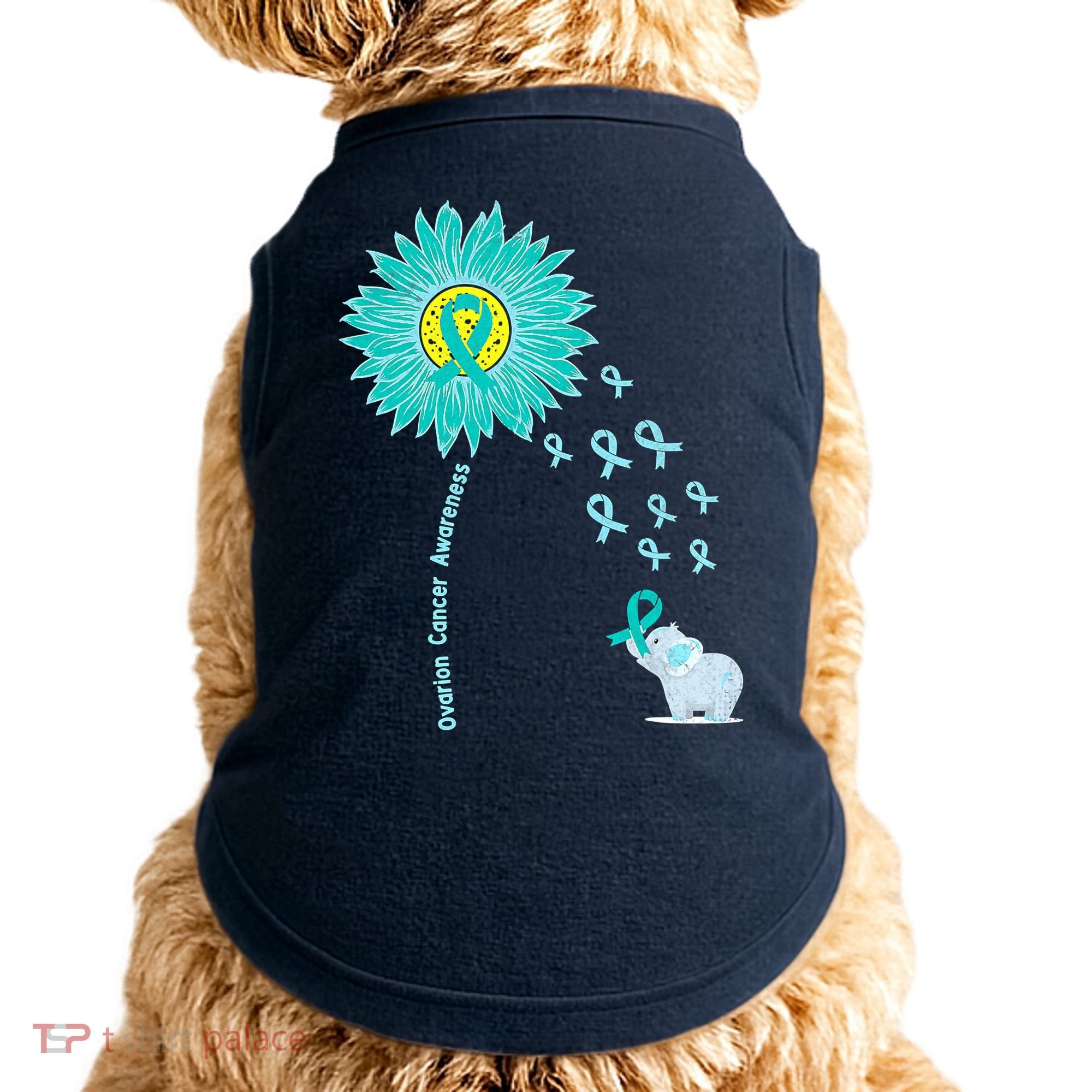 Support For Ovarian Cancer Awareness Teal Ribbon Product Doggie Tank