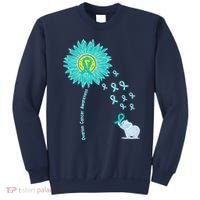 Support For Ovarian Cancer Awareness Teal Ribbon Product Sweatshirt thumb 0