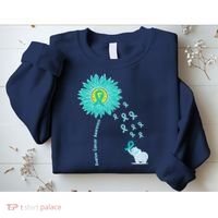 Support For Ovarian Cancer Awareness Teal Ribbon Product Sweatshirt thumb 2