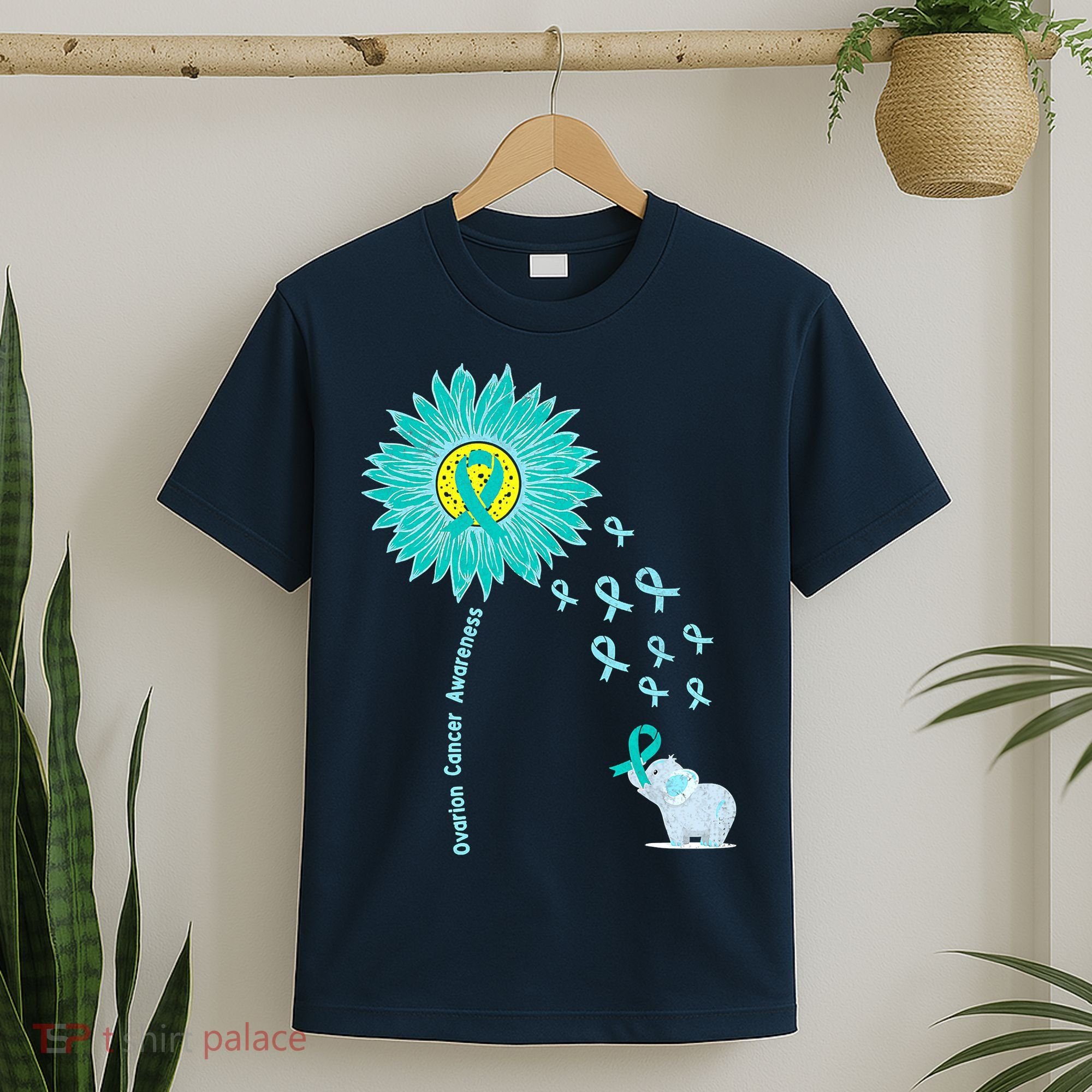 Support For Ovarian Cancer Awareness Teal Ribbon Product T-Shirt