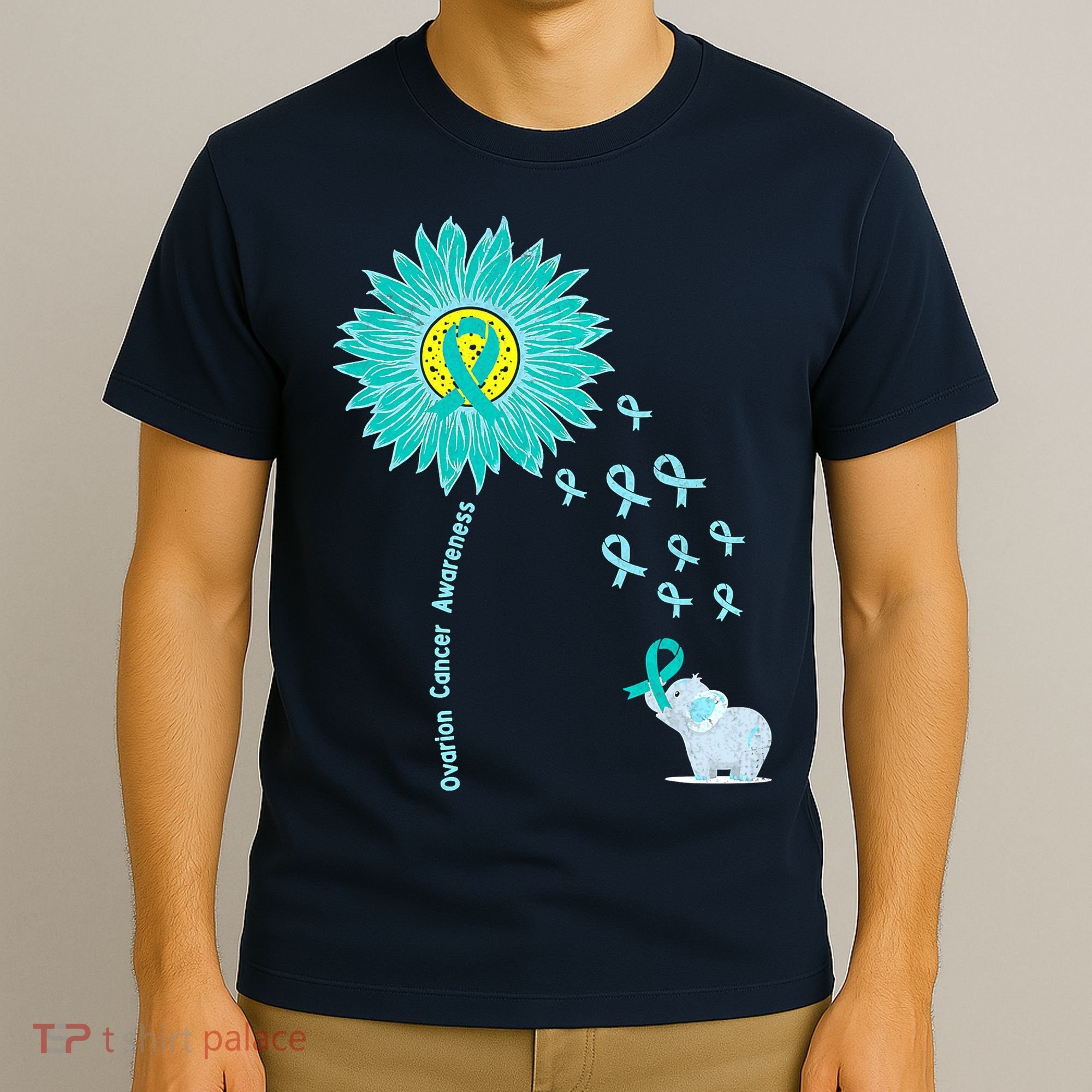 Support For Ovarian Cancer Awareness Teal Ribbon Product T-Shirt