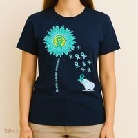 Support For Ovarian Cancer Awareness Teal Ribbon Product T-Shirt thumb 4