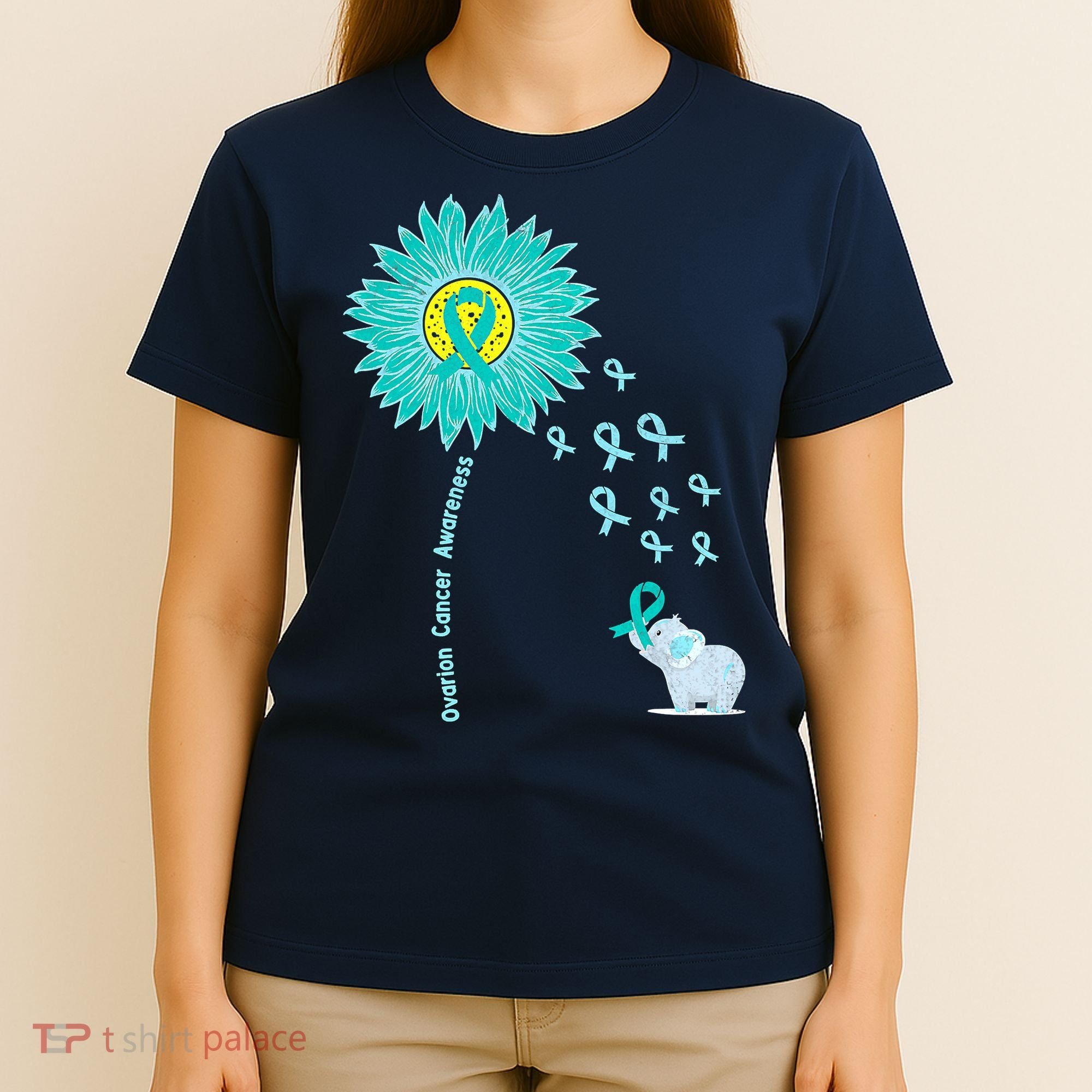 Support For Ovarian Cancer Awareness Teal Ribbon Product T-Shirt