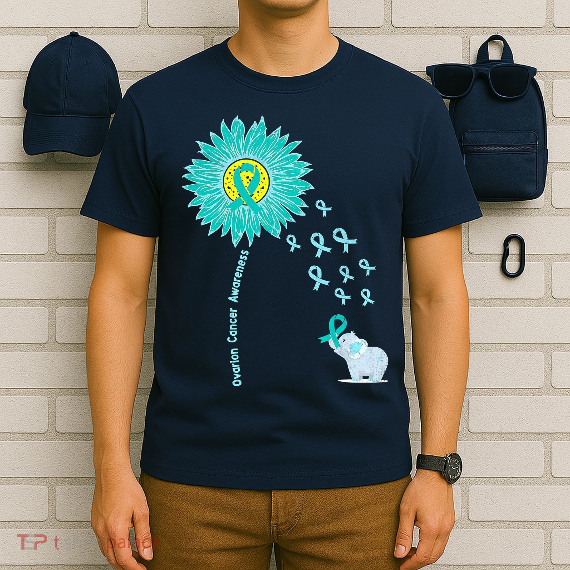 Support For Ovarian Cancer Awareness Teal Ribbon Product T-Shirt