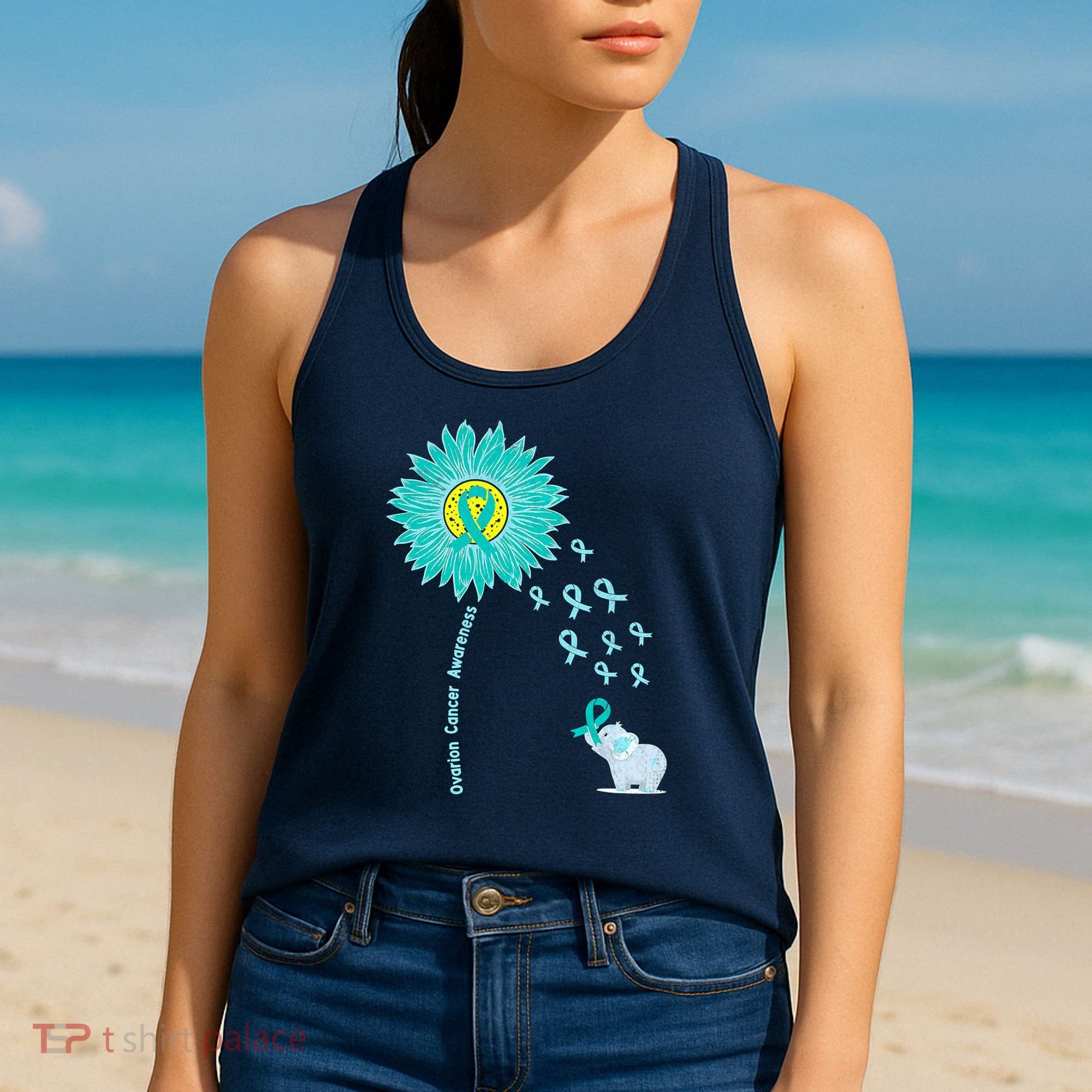 Support For Ovarian Cancer Awareness Teal Ribbon Product Women's Tank Top