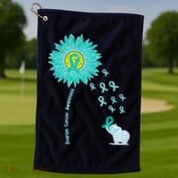 Support For Ovarian Cancer Awareness Teal Ribbon Product Golf Towel thumb 1