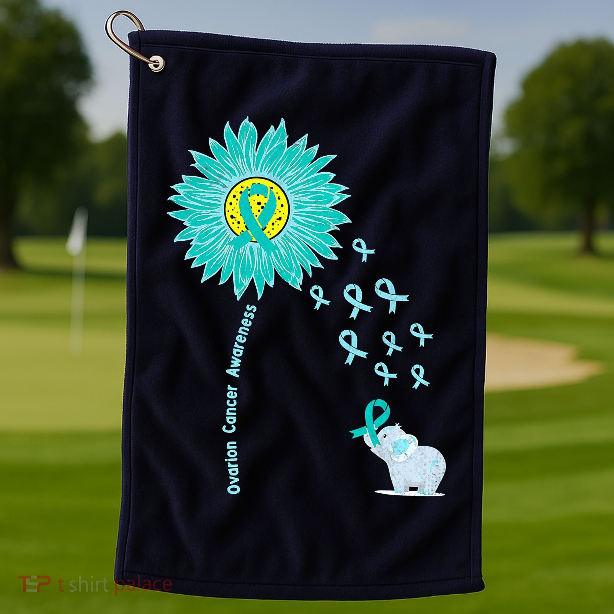 Support For Ovarian Cancer Awareness Teal Ribbon Product Golf Towel