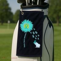 Support For Ovarian Cancer Awareness Teal Ribbon Product Golf Towel thumb 2