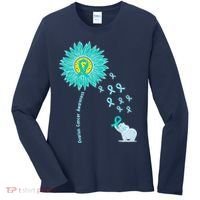 Support For Ovarian Cancer Awareness Teal Ribbon Product Women's Long Sleeve Shirt thumb 0