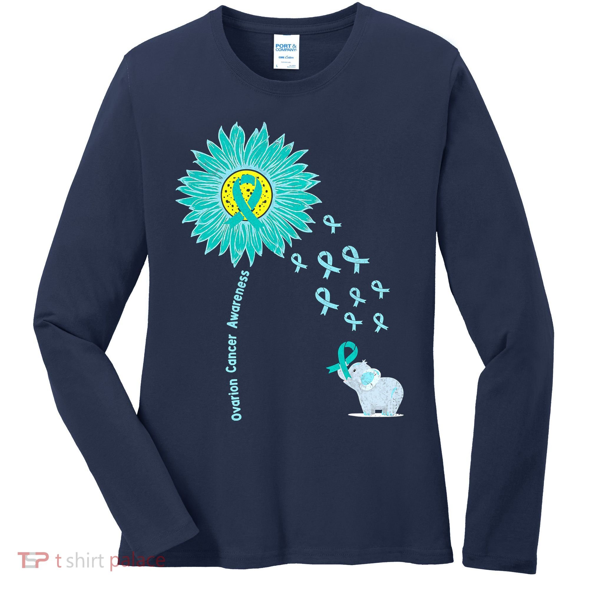 Support For Ovarian Cancer Awareness Teal Ribbon Product Women's Long Sleeve Shirt