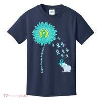 Support For Ovarian Cancer Awareness Teal Ribbon Product Kids T-Shirt thumb 0