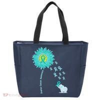 Support For Ovarian Cancer Awareness Teal Ribbon Product Tote Bag thumb 0