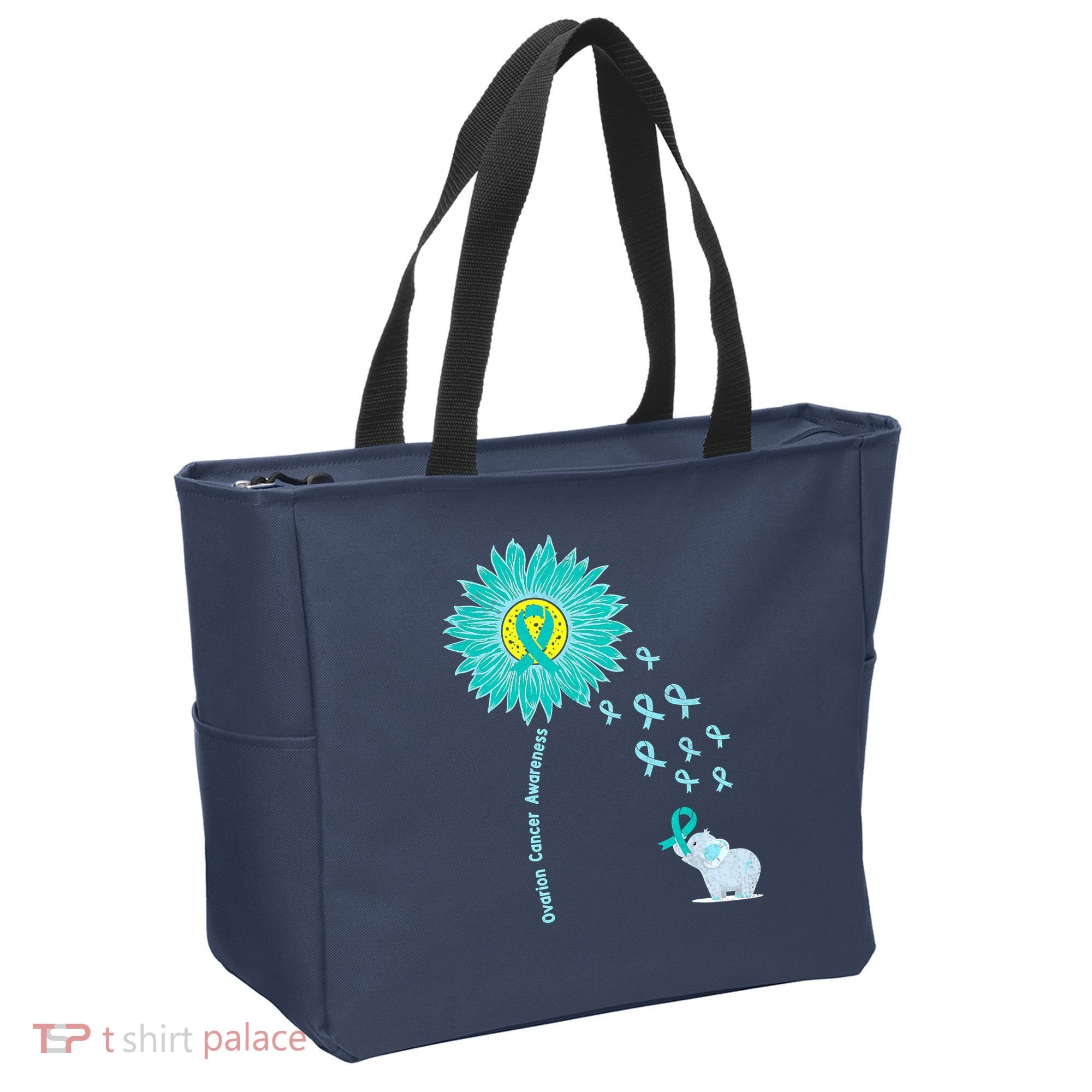 Support For Ovarian Cancer Awareness Teal Ribbon Product Tote Bag