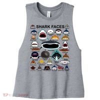 Shark Faces Of All Kinds Women's Racerback Cropped Tank thumb 0