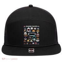 Shark Faces Of All Kinds 7 Panel Mesh Trucker Snapback Hat thumb 0