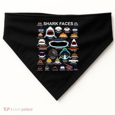 Shark Faces Of All Kinds USA-Made Doggie Bandana