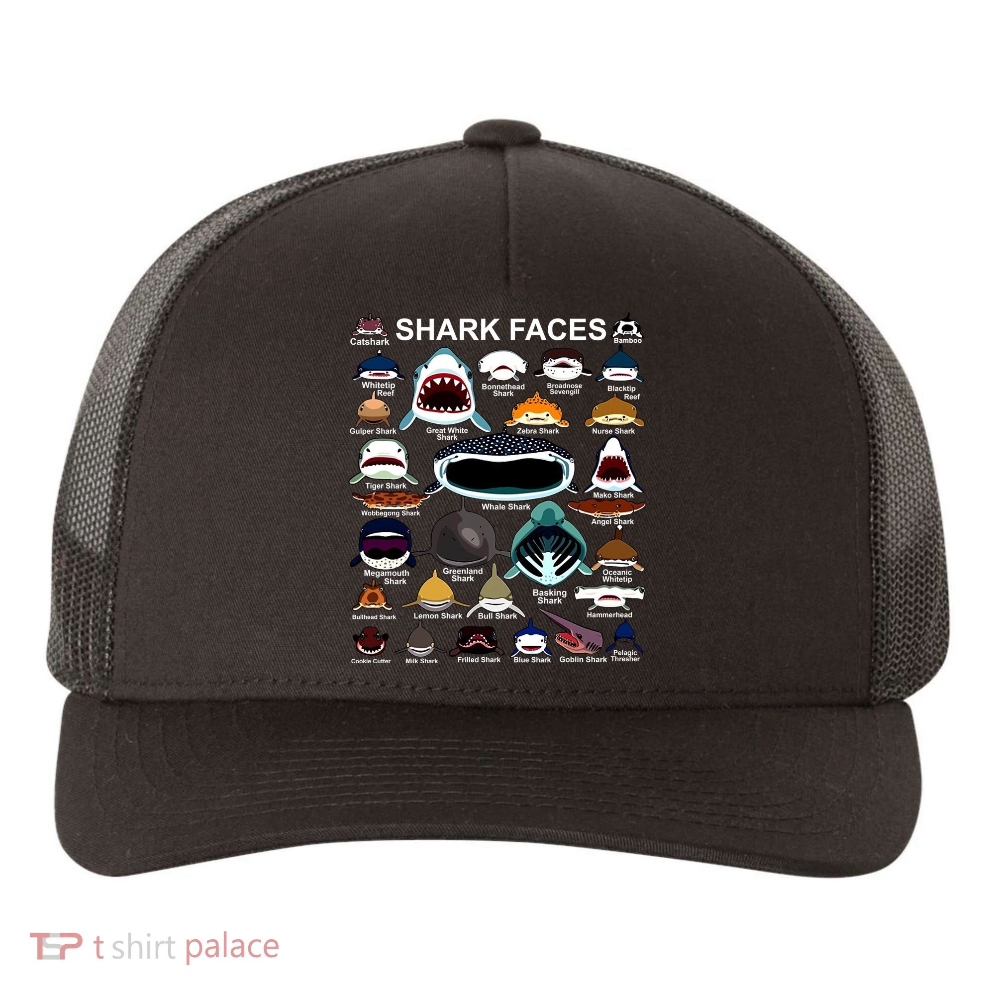 Shark Faces Of All Kinds Yupoong Adult 5-Panel Trucker Hat