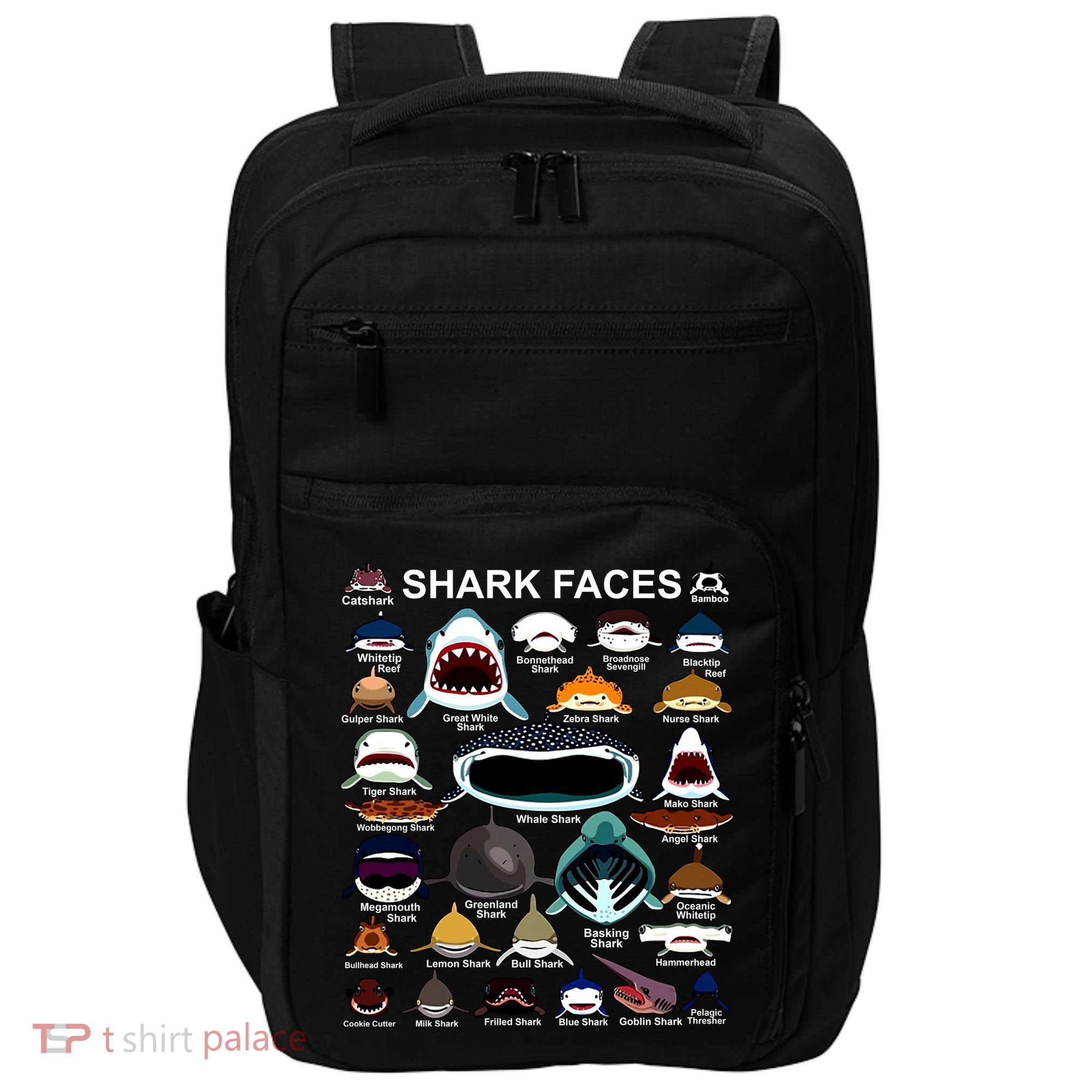 Shark Faces Of All Kinds Impact Tech Backpack