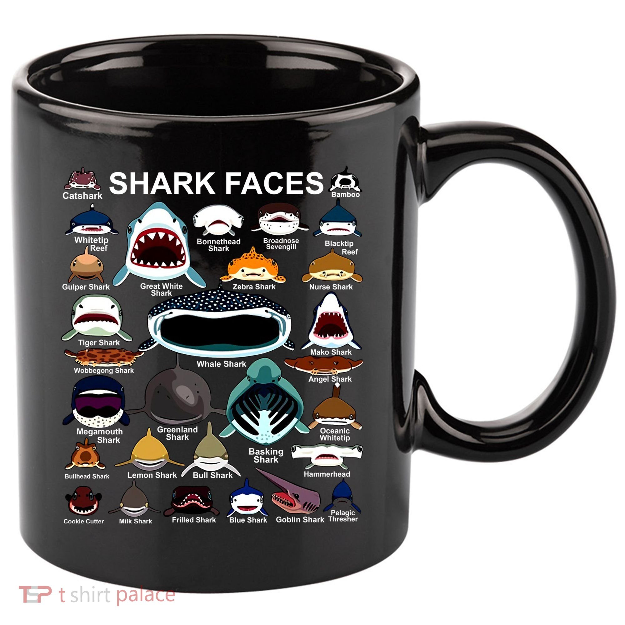 Shark Faces Of All Kinds 11oz C Handle Ceramic Mug