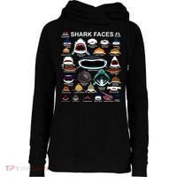 Shark Faces Of All Kinds Womens Funnel Neck Pullover Hood thumb 0