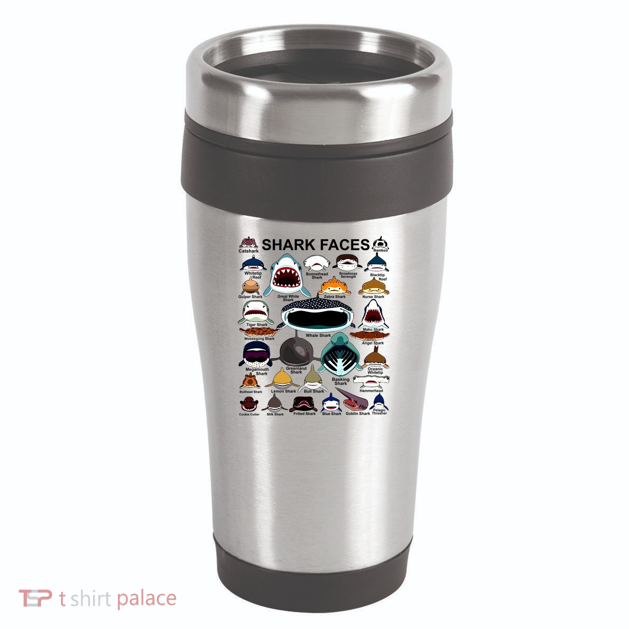 Shark Faces Of All Kinds 16oz Travel Tumbler
