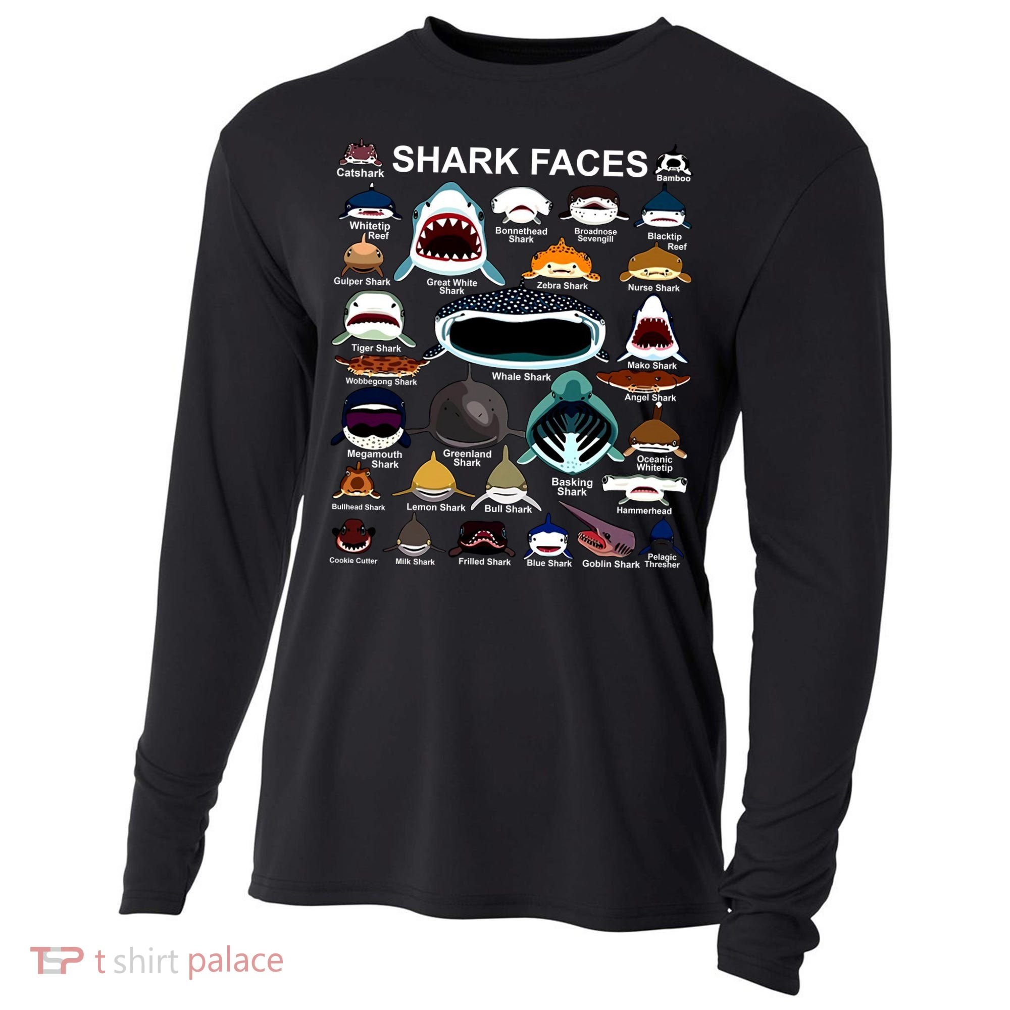 Shark Faces Of All Kinds Cooling Performance Long Sleeve Crew